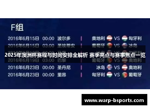 2025年澳洲杯赛程与时间安排全解析 赛季亮点与赛事焦点一览